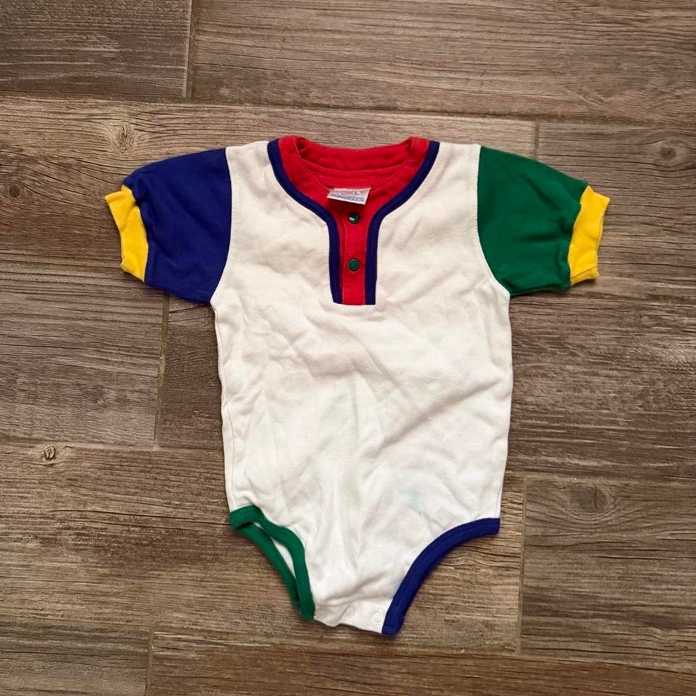 Vintage 90s Babycrests baby onsie color block size 18M